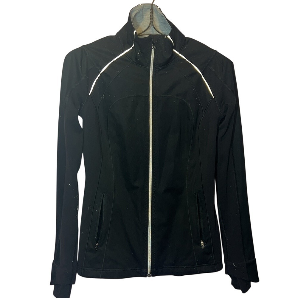 Lululemon‎ Athletica Black Zip Up Athletic Jacket Women18s Size 6 Thumbholes